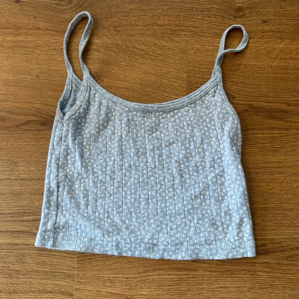 Blue with white flowers tank top